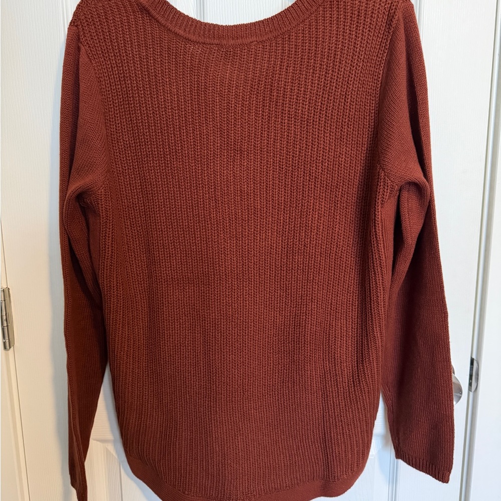 RD Style Rust Knit Sweater Size XL Cozy Oversized Fall - Picture 5 of 6